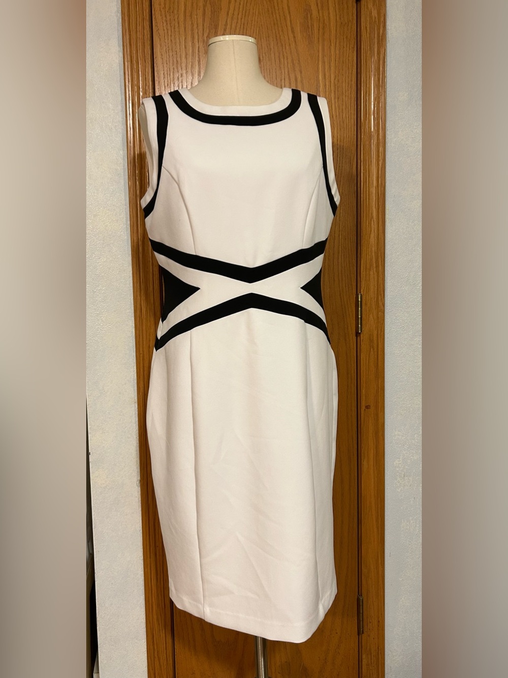 Worthington White Dress with Black Trim